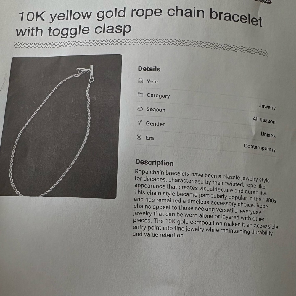 Elegant 10k solid Gold-Tone Rope Bracelet - Women - Picture 2 of 7